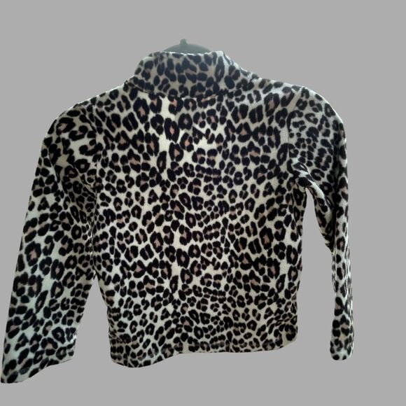 Children’s Place Leopard Fleece Sweatshirt Quarter Zip - Picture 2 of 3